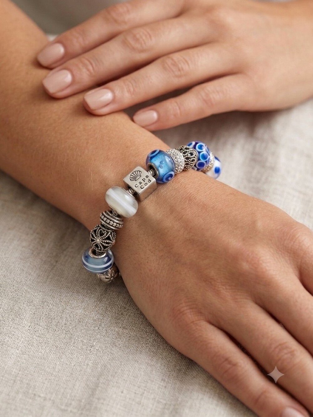 925‎ SILVER - THAI IBB Vintage  Signature Charm Family And  Dog Bracelet